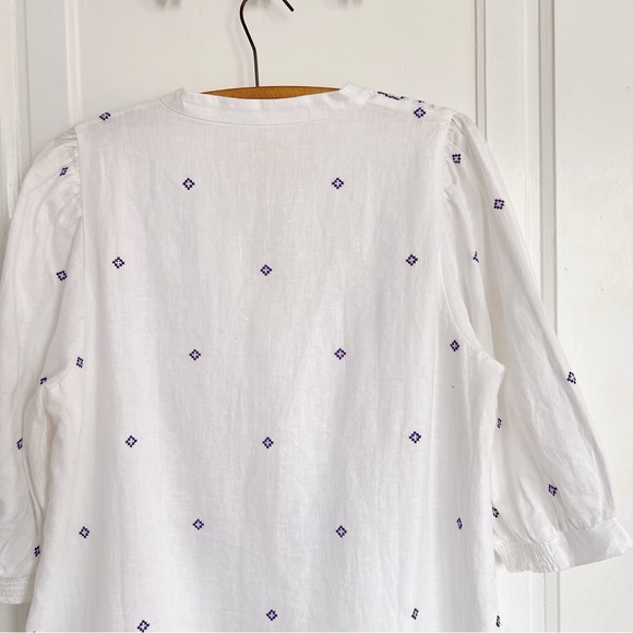 Lilly Pulitzer • Mialeigh Linen Dress in Water Hyacinth white folk embroidery - Picture 15 of 15